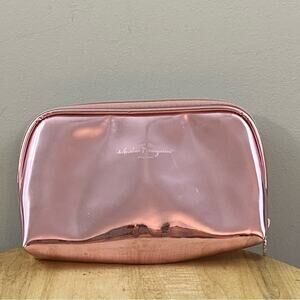 Salvatore Ferragamo Women’s Amo Medium Shiny Pink Make Up Cosmetics Pouch Bag